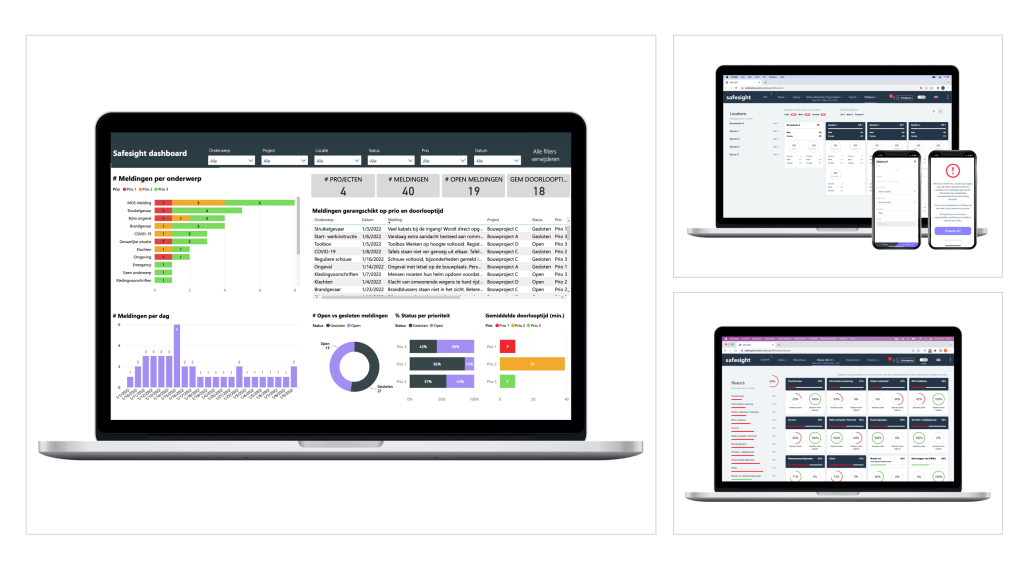 Diverse real time safety management dashboards Safesight